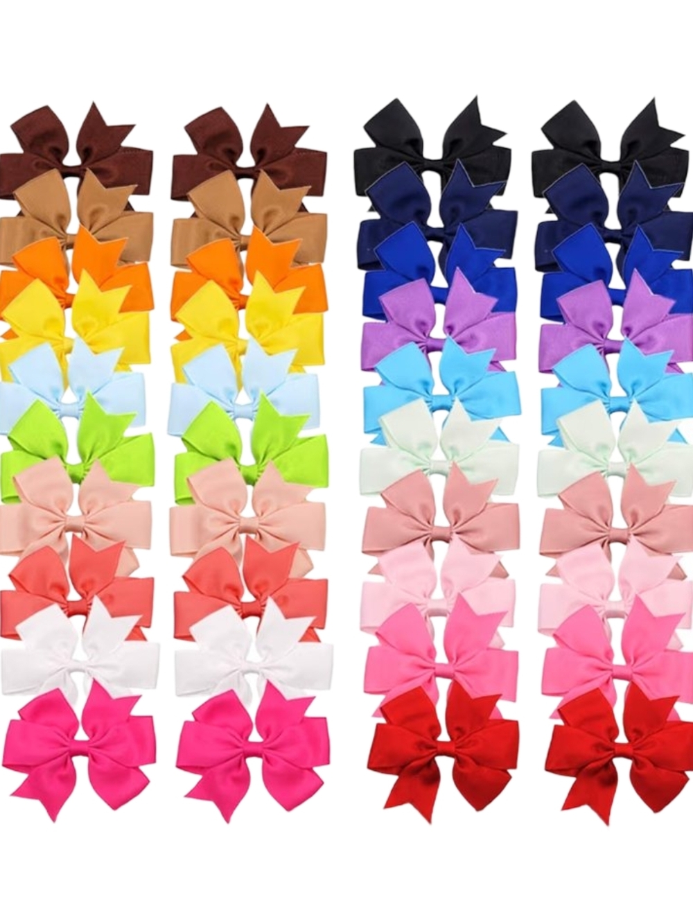 Assorted Girls Hair Bows - Multicolor Pack.40pcs.4.5inch
